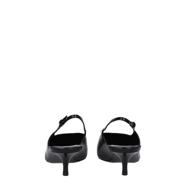 Schwarze Leder Pumps mit mittlerem Absatz