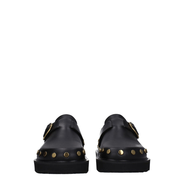 Elegante Leder-Hausschuhe in Schwarz