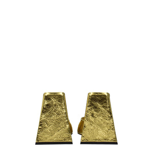 Goldene Ledersandalen mit Plateauabsatz