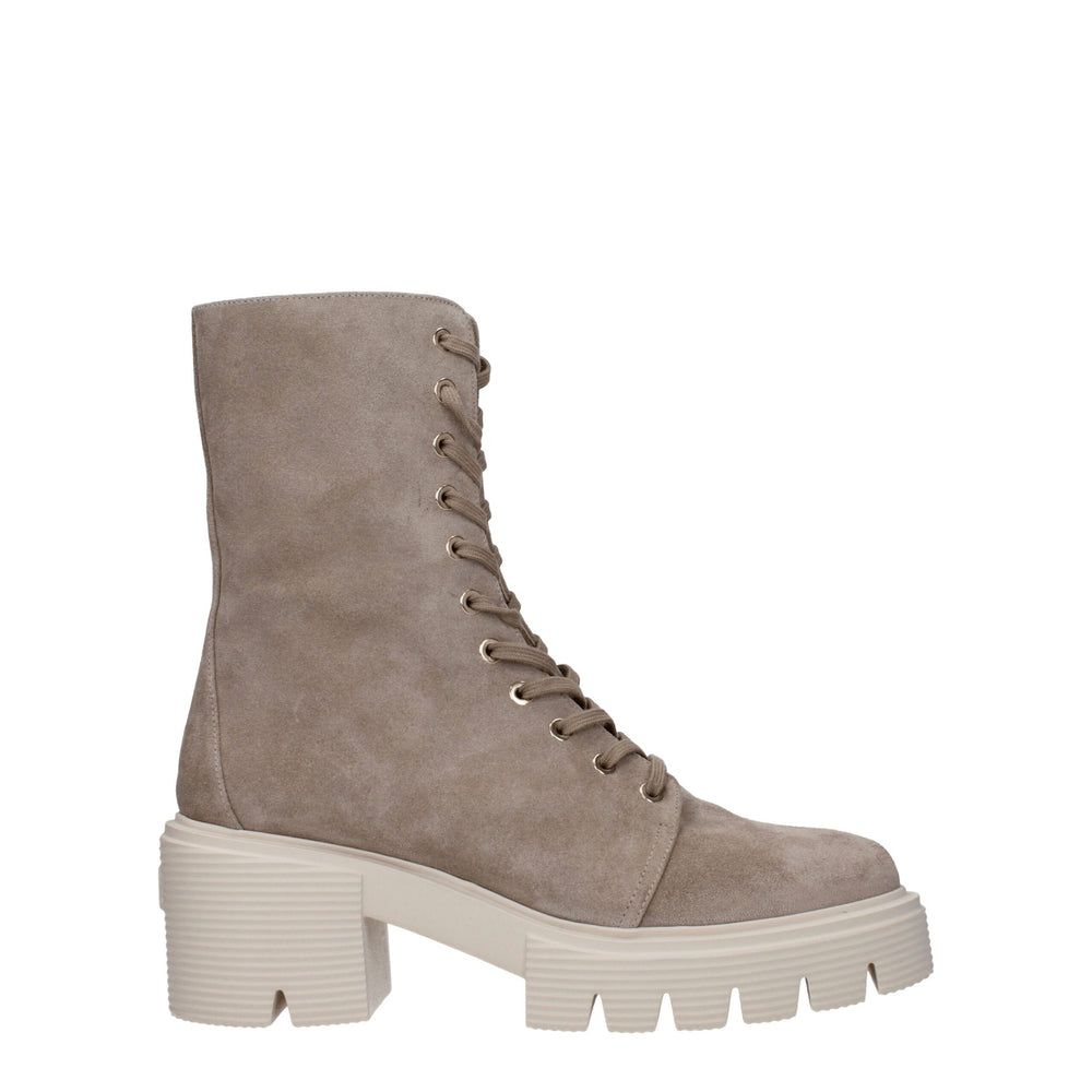 Beige Lederstiefeletten