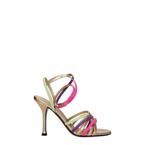 Sandalen mit Stilettoabsatz aus mehrfarbigem Leder