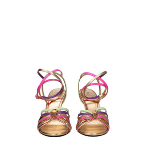 Sandalen mit Stilettoabsatz aus mehrfarbigem Leder