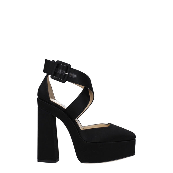 Schwarze Satin-Plateau-Sandalen