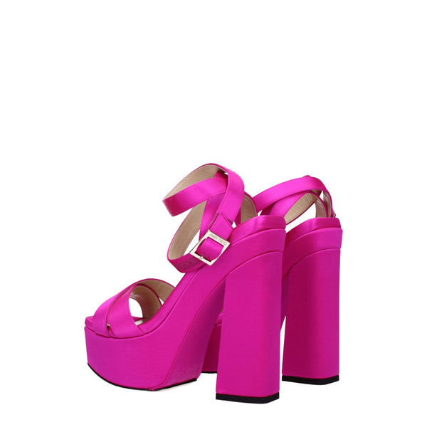 Rosa Satin Plateau-Sandalen