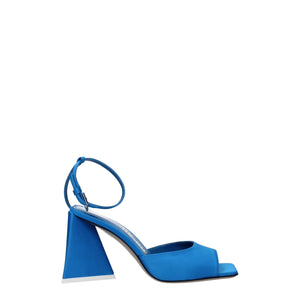 Satin-Stilettos mit hohem Absatz in Blau