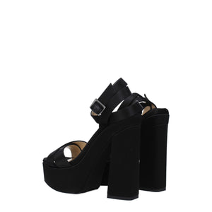 Schwarze Satin-Plateau-Sandalen