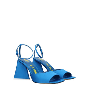 Satin-Stilettos mit hohem Absatz in Blau