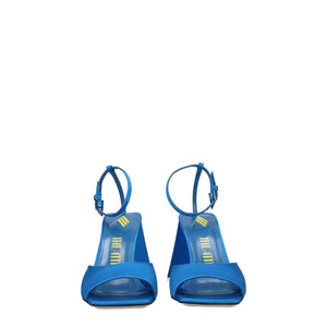 Satin-Stilettos mit hohem Absatz in Blau