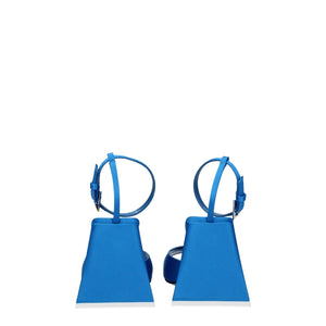 Satin-Stilettos mit hohem Absatz in Blau
