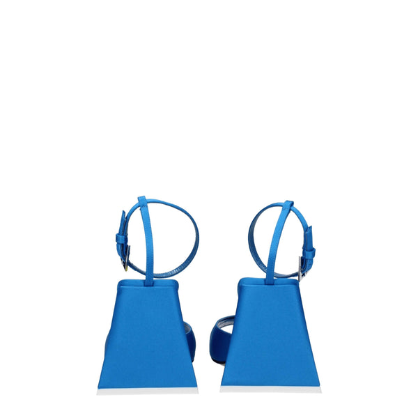 Satin-Stilettos mit hohem Absatz in Blau