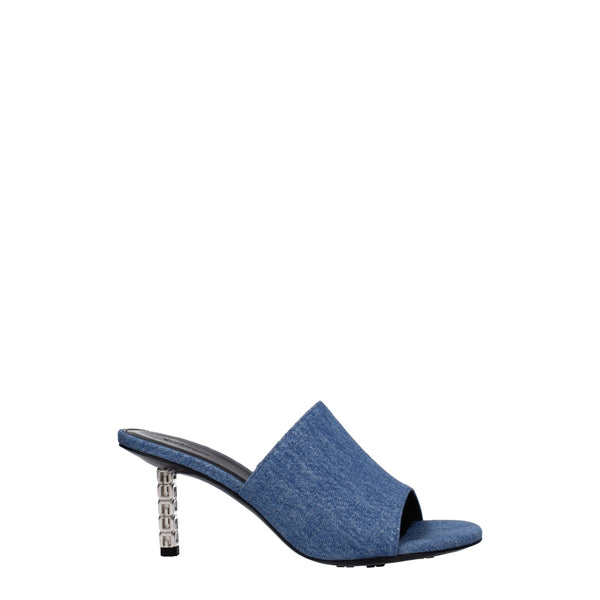 Blaue Stoff-Plateausandalen