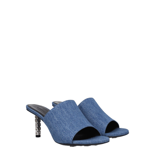 Blaue Stoff-Plateausandalen