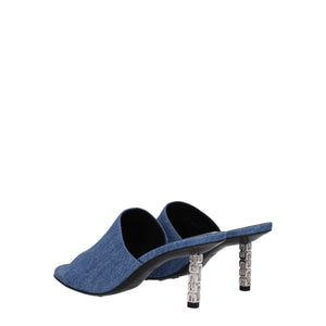 Blaue Stoff-Plateausandalen