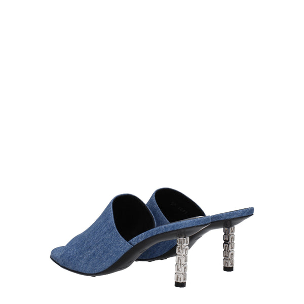 Blaue Stoff-Plateausandalen