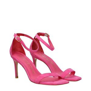 Pinke Leder-Stilettosandalen