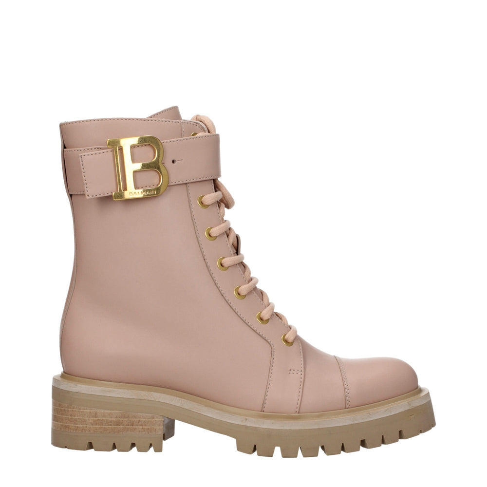 Beige Lederstiefeletten