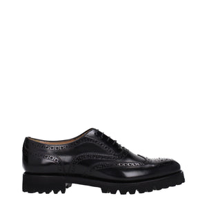 Schwarze Leder-Schnürschuhe im Oxford- und Derby-Stil