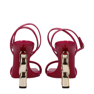 Pinke Leder-Stilettosandalen