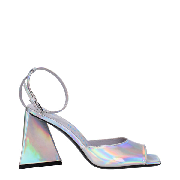 Elegante Graue Ledersandalen mit Plateauabsatz