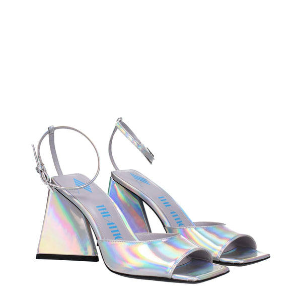 Elegante Graue Ledersandalen mit Plateauabsatz