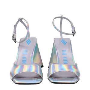 Elegante Graue Ledersandalen mit Plateauabsatz