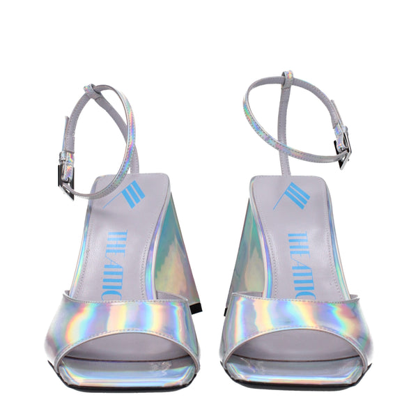 Elegante Graue Ledersandalen mit Plateauabsatz