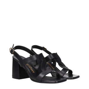 Schwarze Ledersandalen mit Plateauabsatz