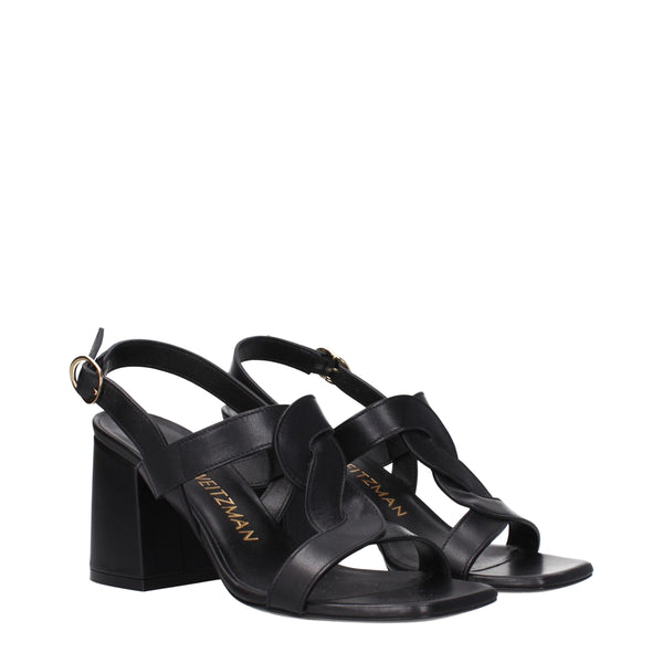 Schwarze Ledersandalen mit Plateauabsatz