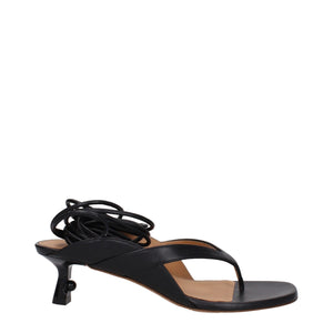 Schwarze Flip-Flop-Sandalen aus Leder