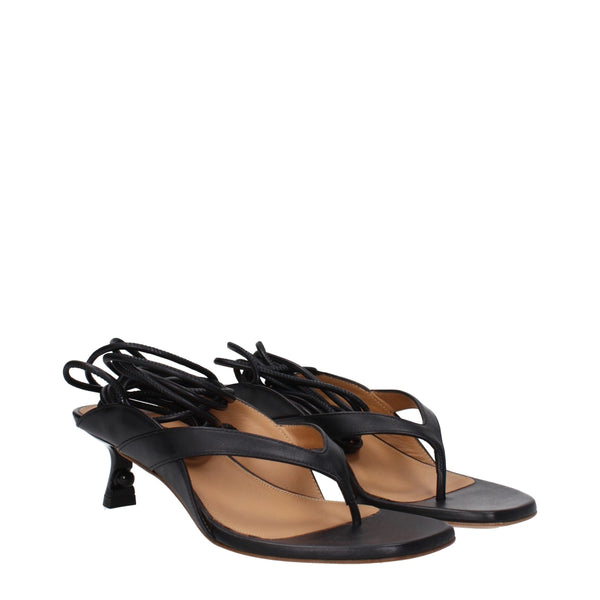 Schwarze Flip-Flop-Sandalen aus Leder