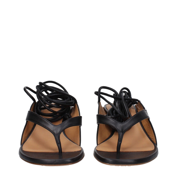Schwarze Flip-Flop-Sandalen aus Leder