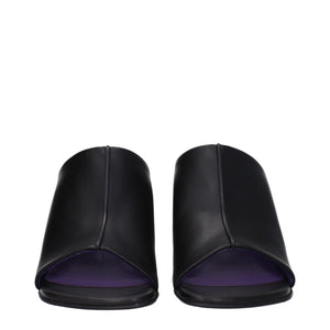 Schwarze Leder-Stilettosandalen