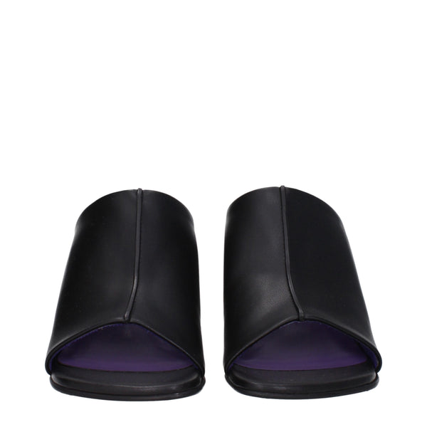Schwarze Leder-Stilettosandalen