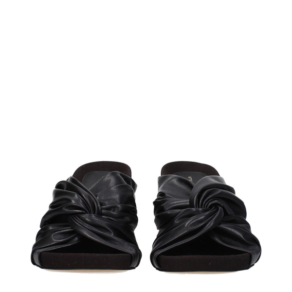 Schwarze Leder-Stilettosandalen