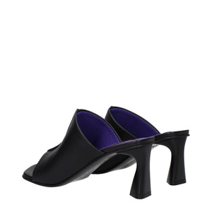Schwarze Leder-Stilettosandalen