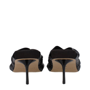Schwarze Leder-Stilettosandalen