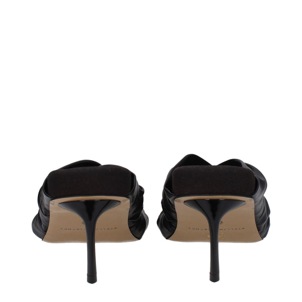Schwarze Leder-Stilettosandalen