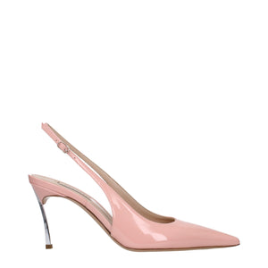 Rosa Lederpumps mit hohem Absatz