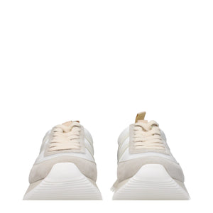 Beigefarbene Stoff-Sneaker mit niedrigem Schnitt