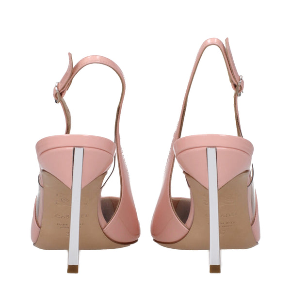 Rosa Lederpumps mit hohem Absatz