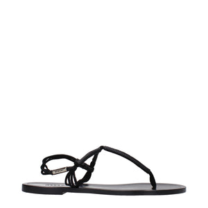 Schwarze Flip-Flop-Sandalen aus Leder