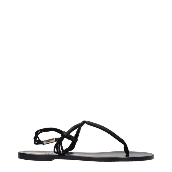 Schwarze Flip-Flop-Sandalen aus Leder