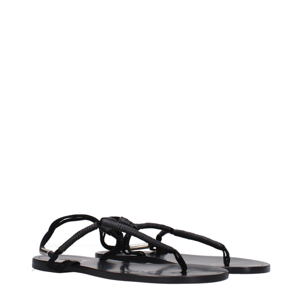 Schwarze Flip-Flop-Sandalen aus Leder