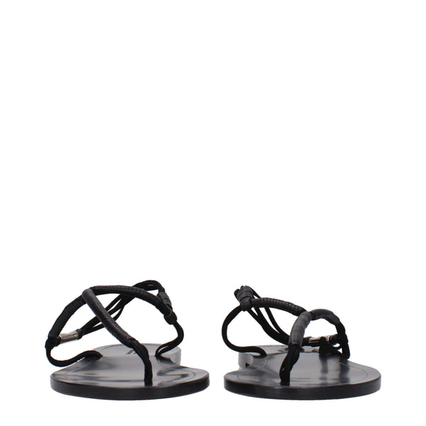 Schwarze Flip-Flop-Sandalen aus Leder