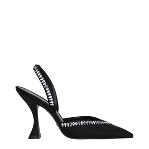 Schwarze Satin-Stilettosandalen