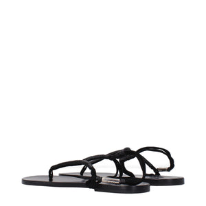Schwarze Flip-Flop-Sandalen aus Leder