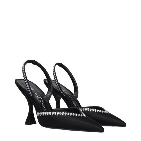 Schwarze Satin-Stilettosandalen