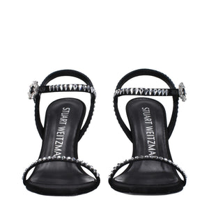 Schwarze Satin-Stilettosandalen