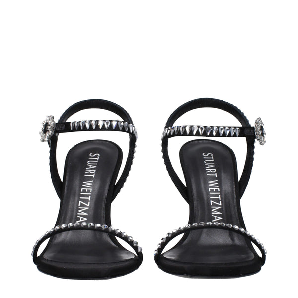 Schwarze Satin-Stilettosandalen