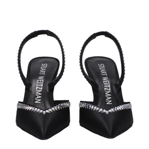 Schwarze Satin-Stilettosandalen